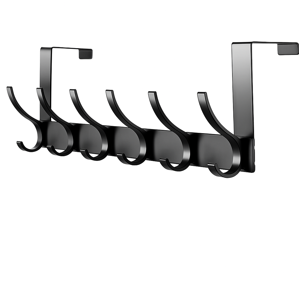 Key Coat Clothes Door Holder Rack Hook Wall Mounted Hanger 6 Hooks Aluminum