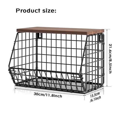 2 Pack Metal Fruit Baskets Wall Holder Storage Basket Organizer Shelf For Fruit